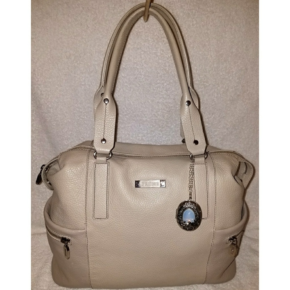 PRUNE Extra-large cream leather hobo handbag
